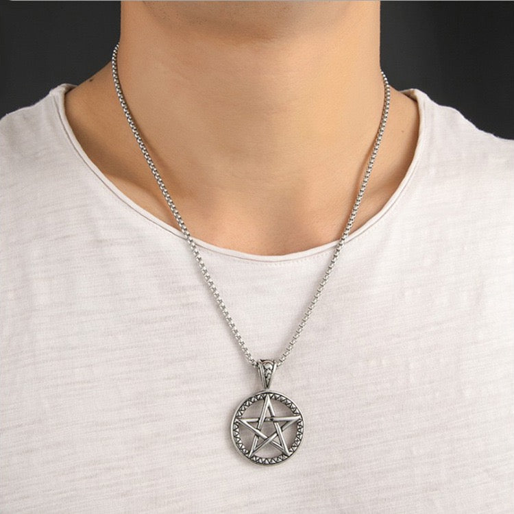 Stainless Steel Hexagram Amulet Necklace