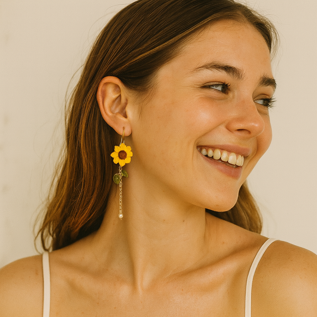 Micro Crochet Earrings |  Sunflowers
