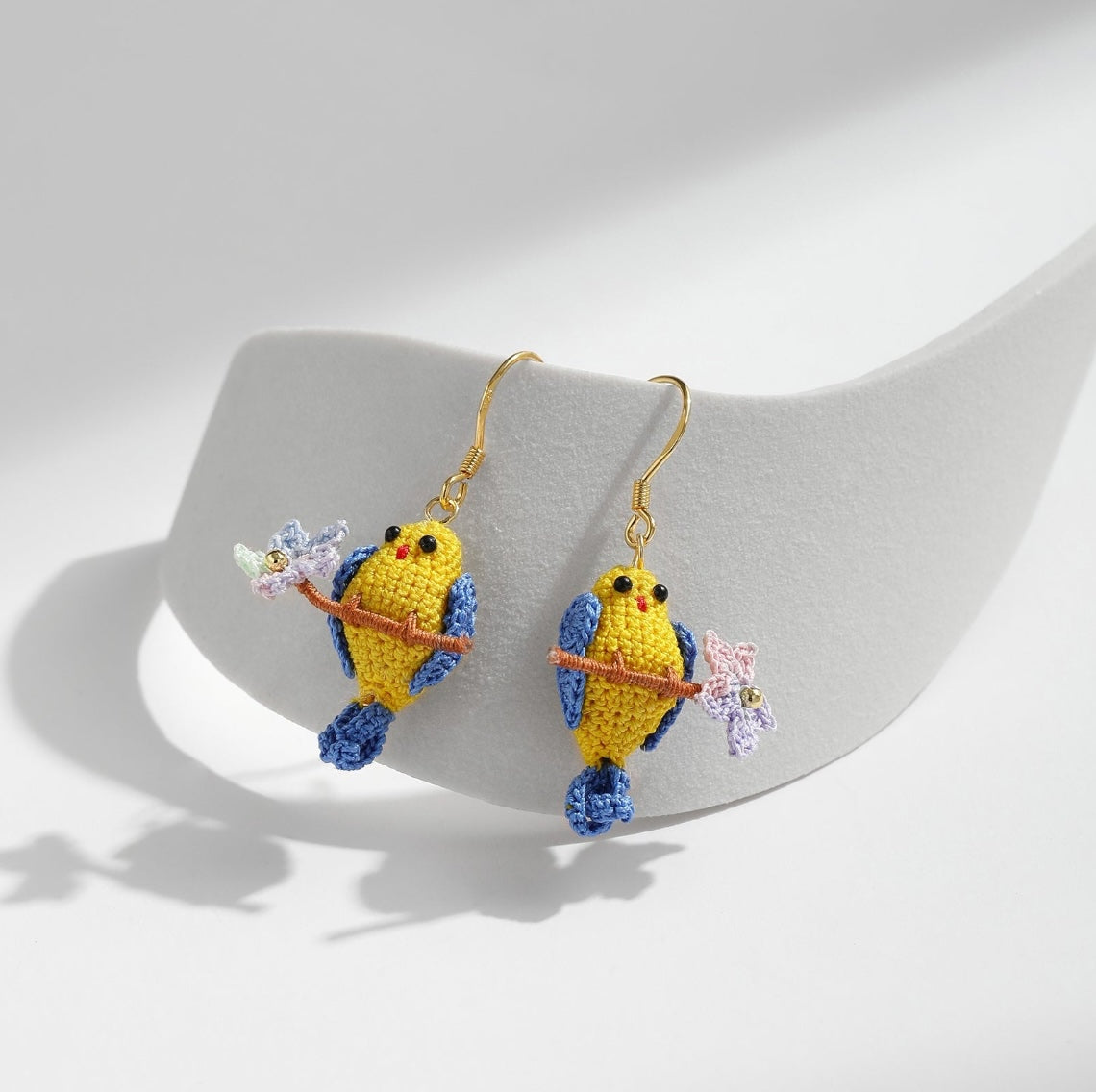 Songbird Branch Drop Micro-Crochet Earrings