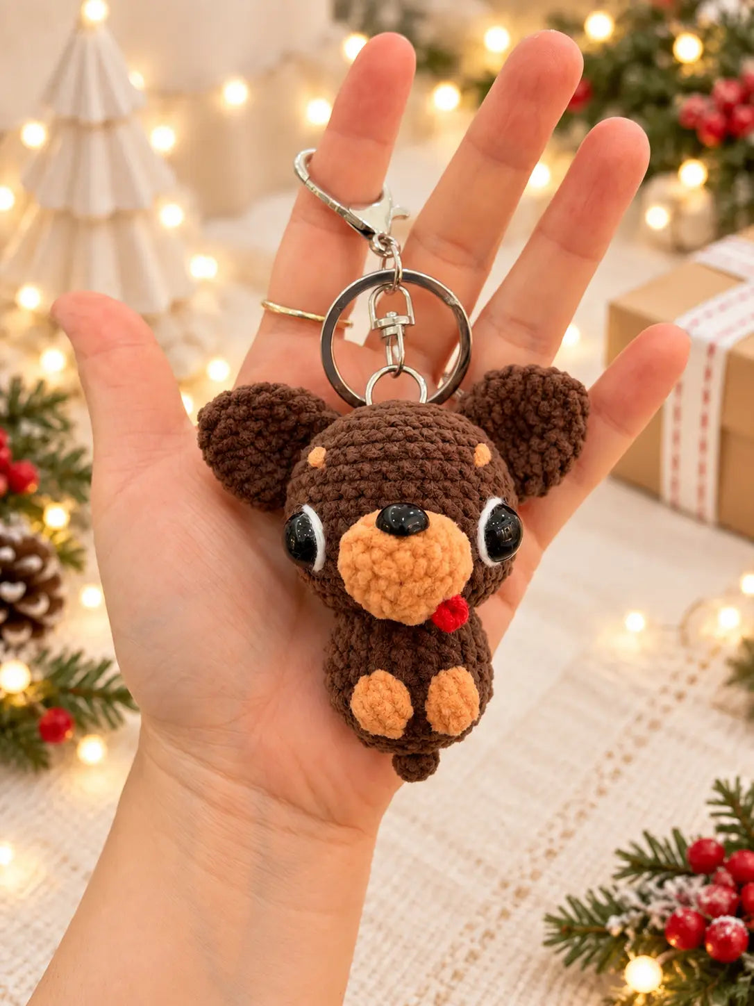 Handmade crochet Chihuahua keyring and bag charm