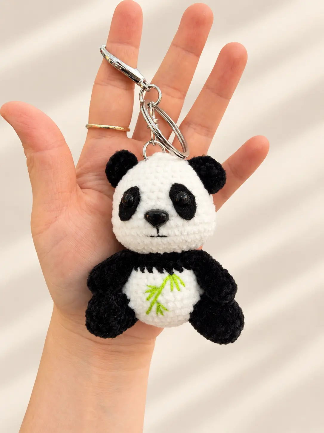 - Handmade crochet classic panda keyring and bag charm