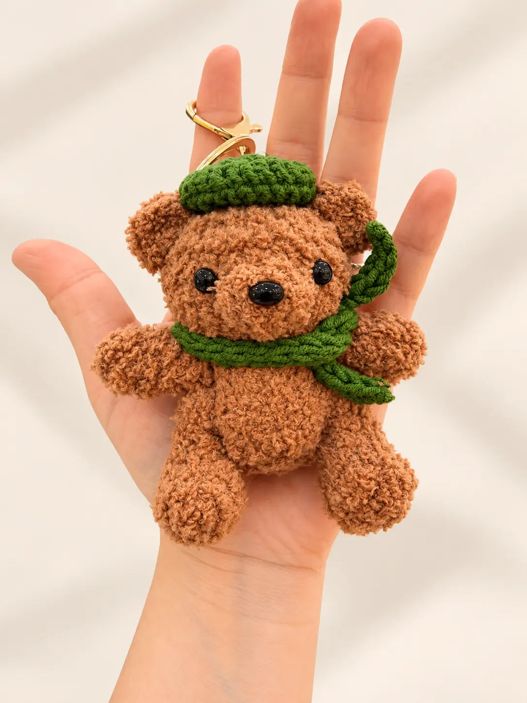Handmade crochet Christmas stocking bear keyring and bag charm