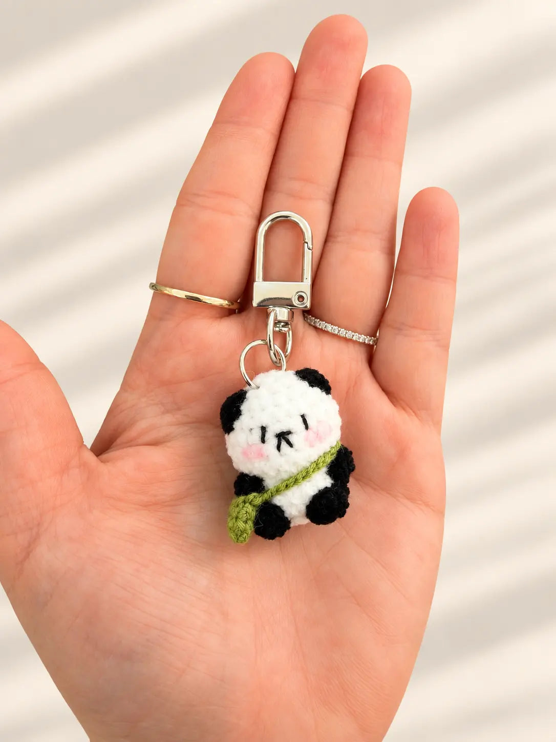 Handmade crochet mini panda keyring and bag charm