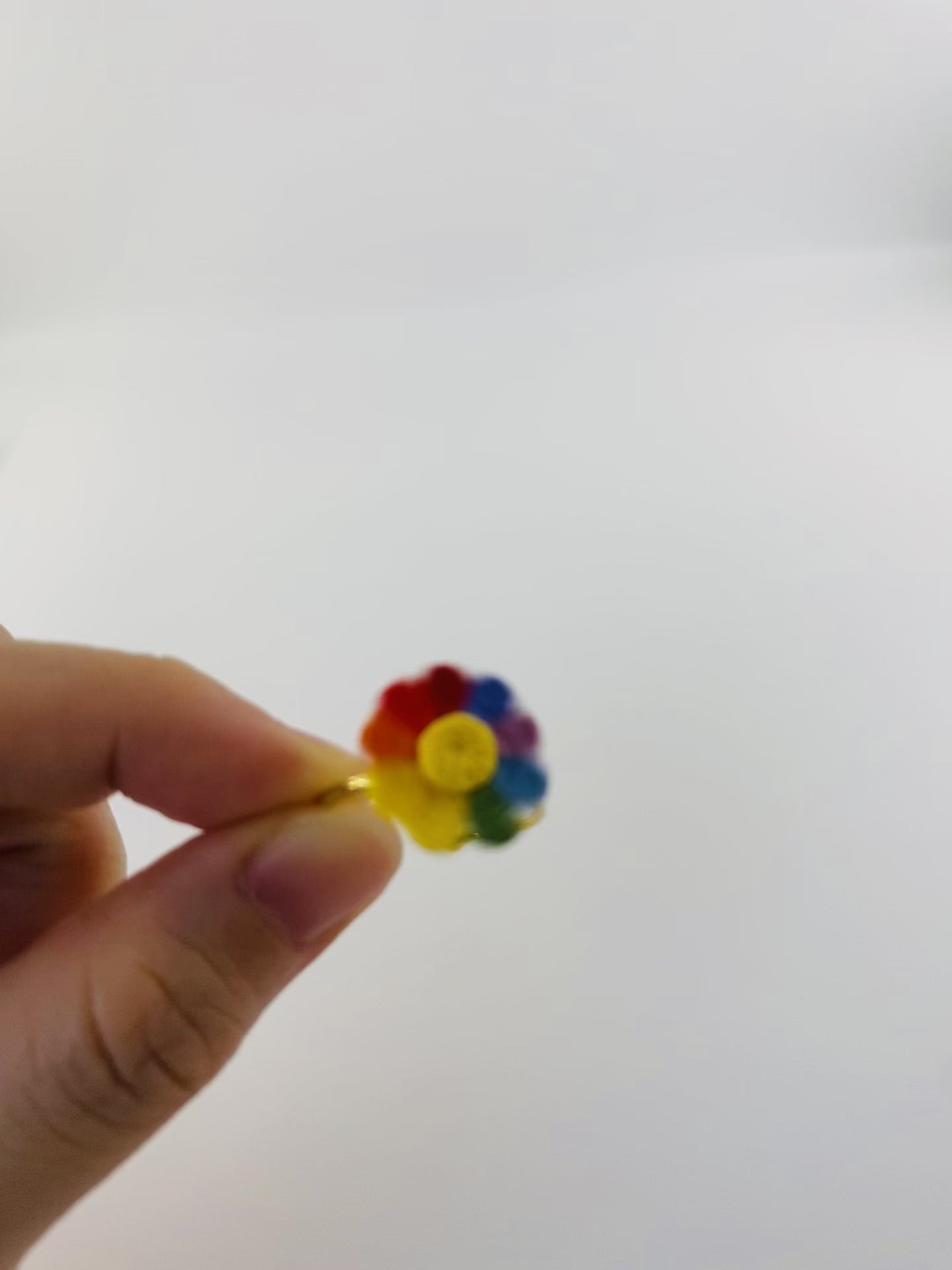 Micro Crochet Ring  | Rainbow Sunflower