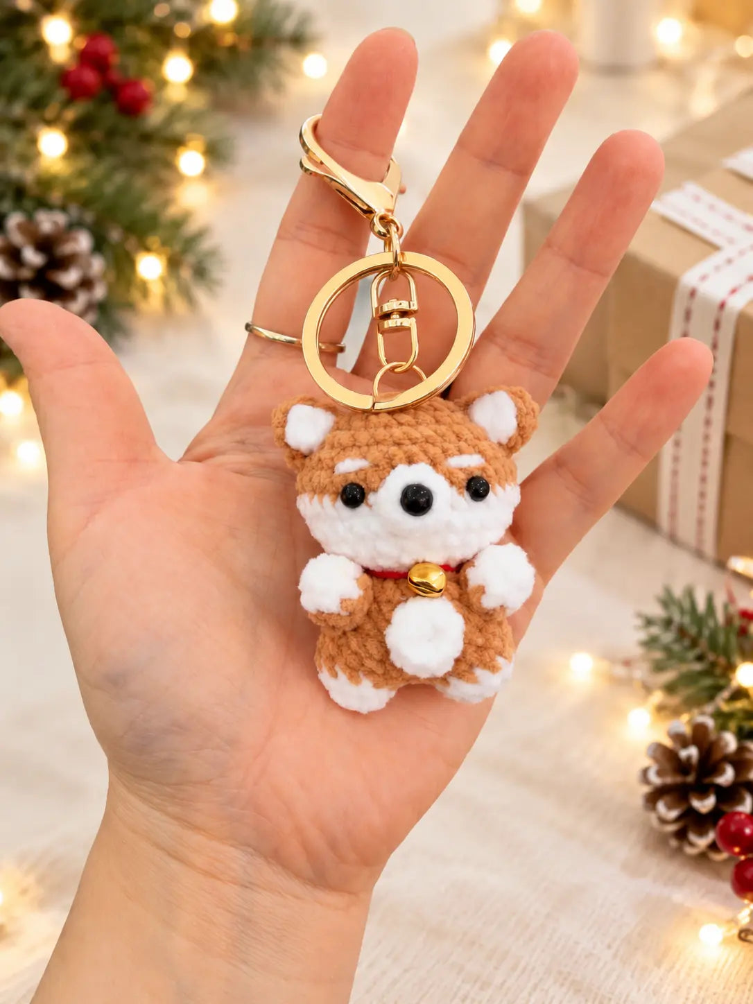 Handmade crochet Shiba Inu keyring and bag charm