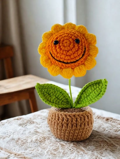 Crochet Pot Plant | Sunflower